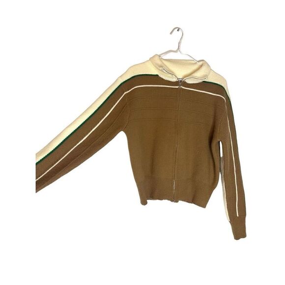 Bucketlist Colorblock Wool Blend Full Zip Knit Cardigan Sweater Brown Medium - Picture 4 of 7